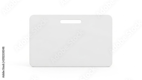 Blank white plastic identification badge holder with a slot for a lanyard or a clip attachment
