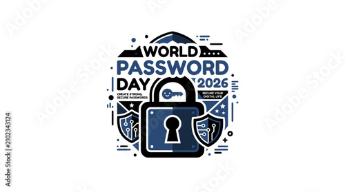 World Password Day 2026 Security Icon with Lock and Shields