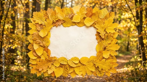 Golden Autumn Maple Leaves Frame with Bright Orange and Yellow Foliage Border for Seasonal Nature Design and Elegant Decorative Background