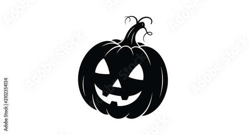 Canvas Print Halloween Pumpkin Jack-o-Lantern with Carved Face.