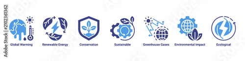 Canvastavla Climate Action web banner icon vector illustration with icons of Global Warming,