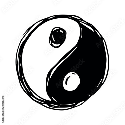 Hand drawn yin yang symbol Zen and Tao Harmony and balance Black and white yin and yang sign Taichi, Taoism, Buddhism, Japan, Chinese, Asian, yoga, meditation, karma, peace, dualism