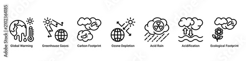 Fotografi Climate Change web banner icon vector illustration with icons of Global Warming,