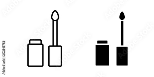 Foto Lip Gloss Icon represents beauty cosmetics, lip care, and makeup essentials with an editable outline vector illustration