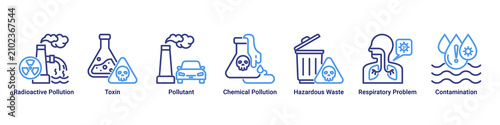 Canvastavla Toxic Exposure web banner icon vector illustration with icons of Radioactive Pol