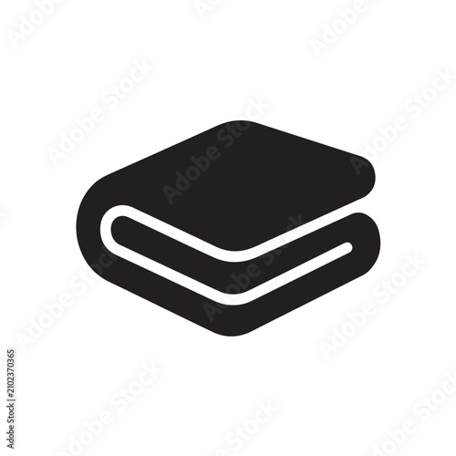 Folded blanket or towel glyph icon isolated on white background.
