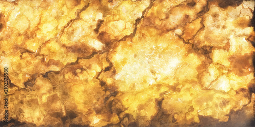 Abstract Golden Marble Texture with Glowing Yellow and Orange Veins Vector Background