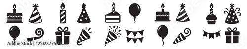 complete set of birthday vectors with silhouette style