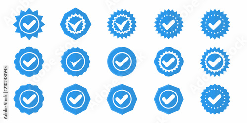 Bild auf Leinwand Blue Verification Checkmark Icons Collection Flat Vector Illustration