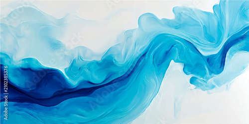 Foto Abstract blue ink flow, dynamic liquid wave pattern, flowing turquoise and cyan