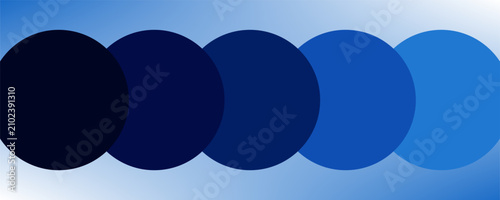 Canvas Print Abstract blue background with five aligned circle elements displaying a monochro