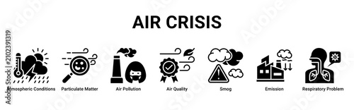 Quadro su tela Air Crisis web banner icon vector illustration with icons of Atmospheric Conditi