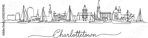 Fotografía Charlottetown Prince Edward Island One Line City Skyline Vector