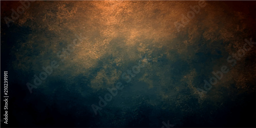 Принти на полотні Ethereal textured background, deep indigo hues meld vibrant ochre, invoking cosmic nebulae abstract atmospheric phenomenon