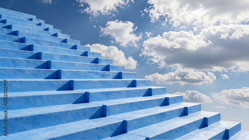 Fototapeta premium Blue Stairway to the Sky Path of Progress and Aspiration