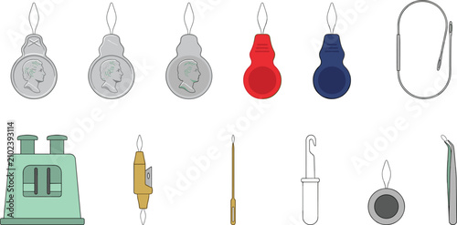 Fotografía Needle Threader and Sewing Notion Kit Vector Icon Set Featuring Wire Loop Thread