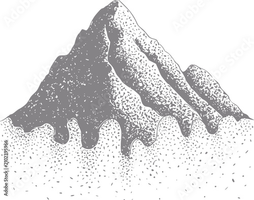 Φωτογραφία Dibujo a mano estilizado de un pico de montaña con textura de puntillismo aislad