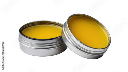 Yellow Balm In Aluminum Tins Cosmetic Product Mockup Isolated On White