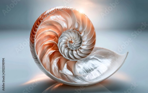 Detailed Cross Section of a Nautilus Shell Showcasing Elegant Geometry and Natural Beauty