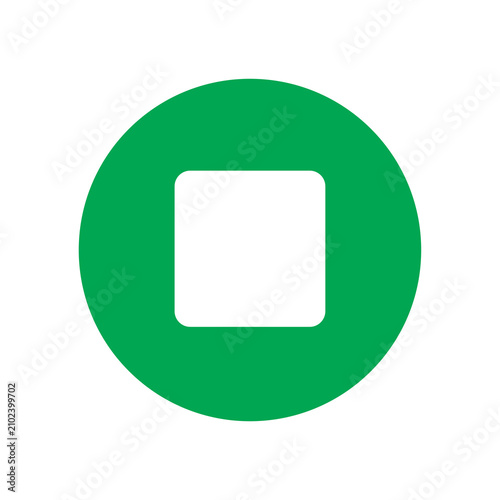 Bild auf Leinwand Circle with a centered square icon appears in a bold green hue set on a solid white surface