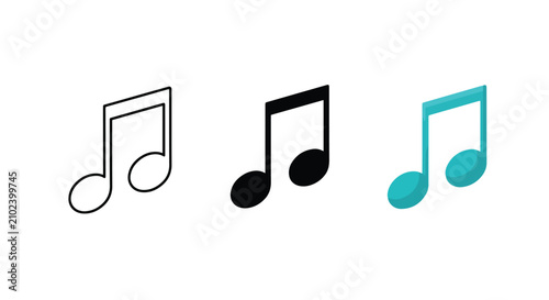 Musical note symbol vector icon set - Line and glyph solid icon and logo template - Vector icon symbol for website - Icon vector - Blue icon vector. Clipart