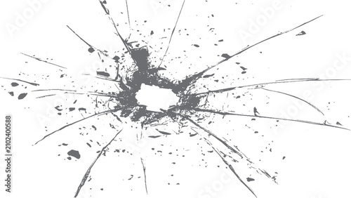 Cuadro en lienzo Broken Transparent Glass Texture Overlay with Shattered Crack Vector Background