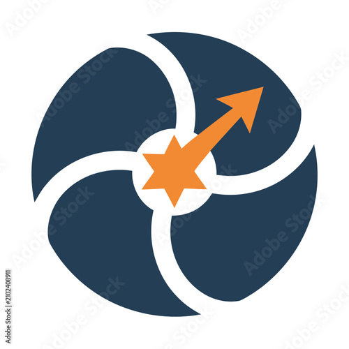 Abstract Circular Design with Arrow and Star