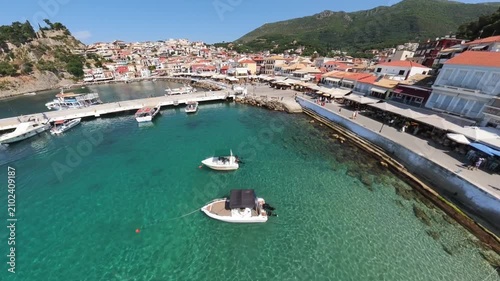 Parga resort town, mainland coastal town in Greece, Aerial view