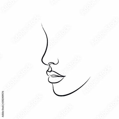 Elegant minimalist line art profile of a woman face.