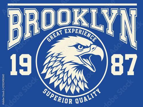 Vintage Brooklyn Eagle Varsity Sport Graphics Illustration 1987