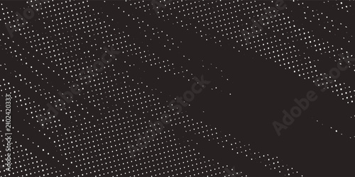 Foto Abstract Black and White Halftone Dot Pattern With Diagonal Motion and Textured