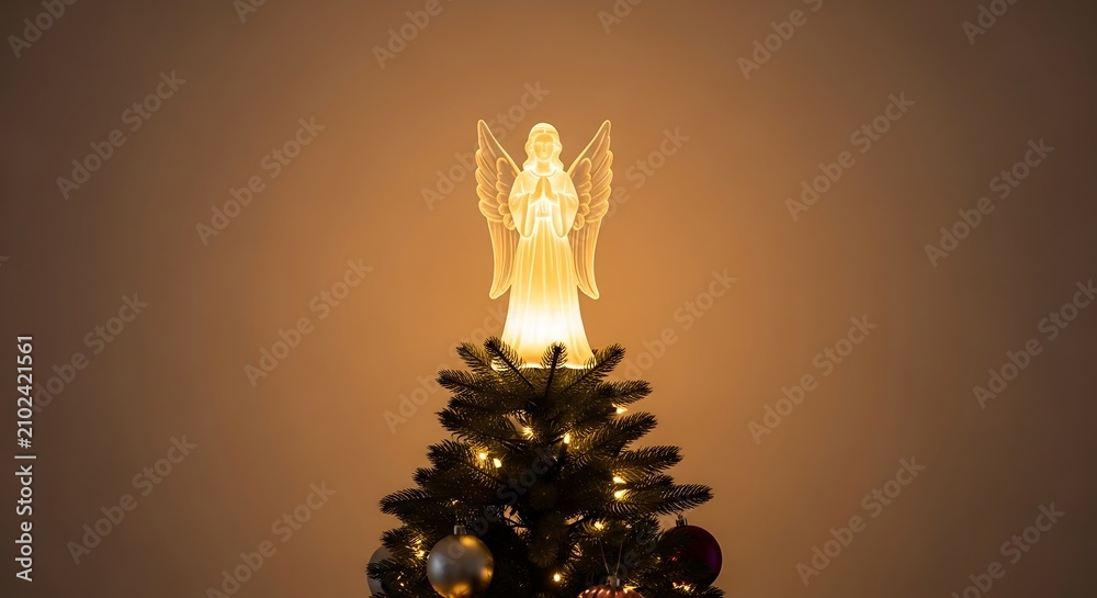 Obraz premium Christmas tree with angel on top.