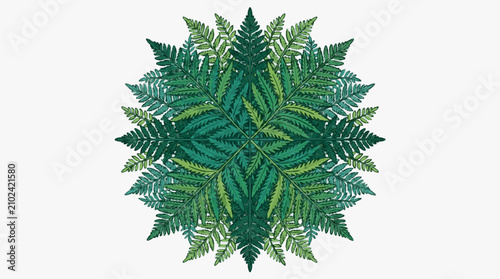 Bild auf Leinwand Symmetrical Green Fern Leaf Pattern Design.