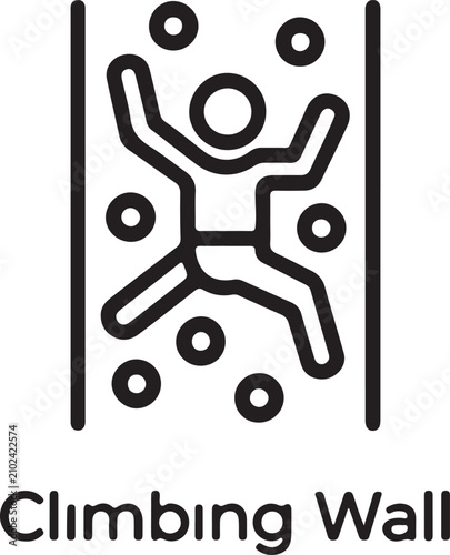 Minimalist climbing wall icon for indoor bouldering extreme sports active lifestyle line art vector illustration