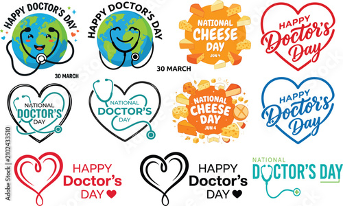 National day celebrations doctor's day national cheese day vector graphics collection
