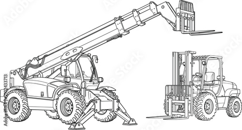 Konstfotografi Industrial forklift and telehandler construction machinery