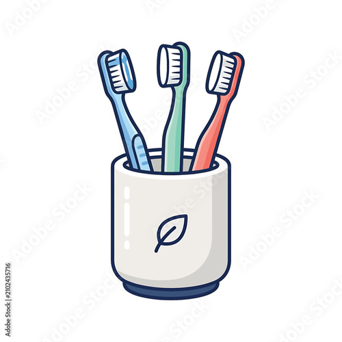 Toothbrushes in a white holder.