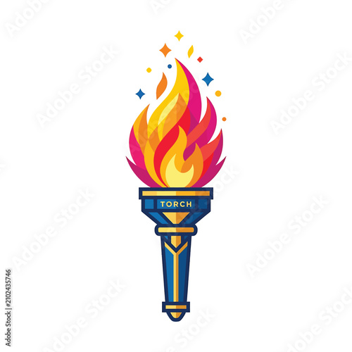 Torch with flame and sparks.
