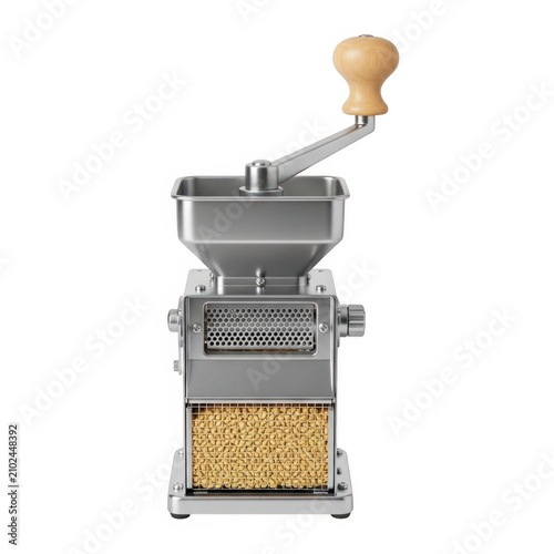 Grain mill grinding corn into flour