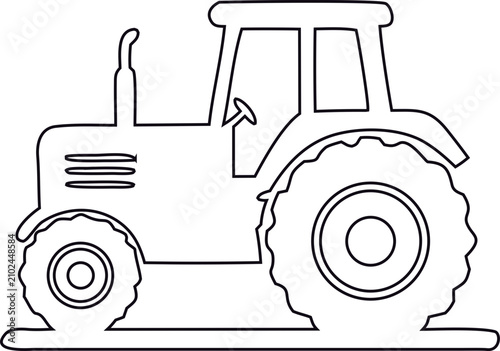 Billede på lærred Red Agricultural Farm Tractor Isolated on White Background with Wheels, Engine a