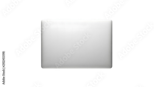 Closed silver laptop computer top view isolated on transparent background