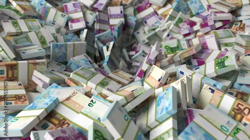 Money Vortex, Bundles of Euros are Draining into the Hole, Seamless Looping 3d animation, Ultra HD 4K 3840x2160