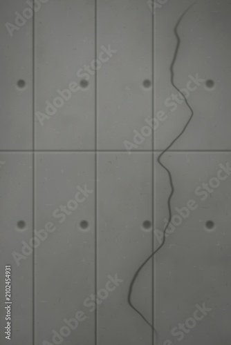 Φωτογραφία Concrete wall with vertical lines and circular indentations