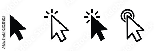 Schilderij op canvas Mouse cursor icon set with click, tap, pointer, and navigation symbols, clean ed