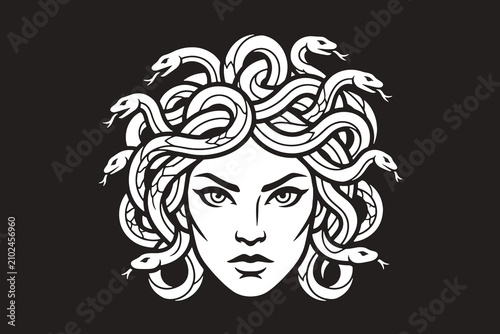 Medusa Head Icon Logo Background Illustration Creative Design Template 