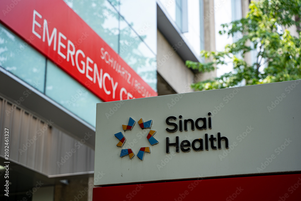 Fototapeta premium Sign of Sinai Health emergency centre. Toronto, Canada - July 17, 2026.