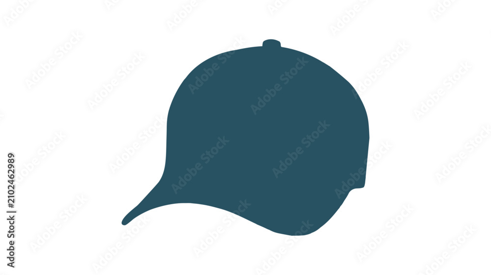 Fototapeta premium Light blue baseball cap with curved brim and button on top isolated on blue background
