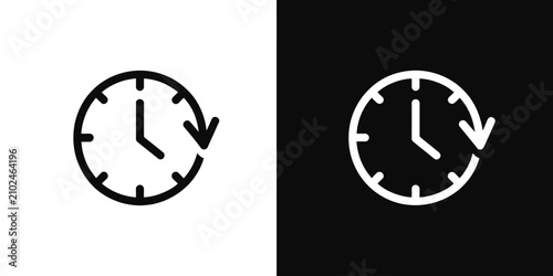 Tableau sur toile Clock icon set with clockwise arrow representing time progression, update, refre