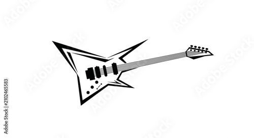 Electric guitar silhouette isolated on white background for music and performance themes