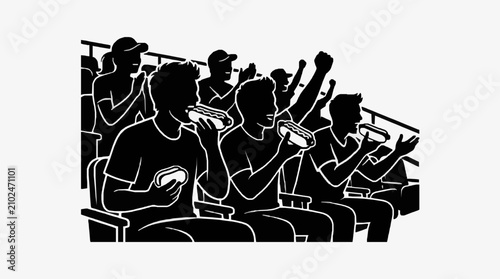 Foto Silhouette of audience clapping in unison at event.